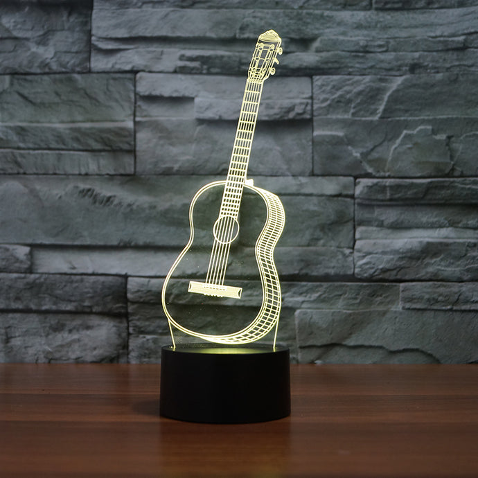3D Optical Illusion LED guitar Night Light, 7 Color Changing Night Light, Room Decor Light